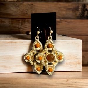 Womens brand-new earrings art deco vintage style boho gypsy goldtone spiritual